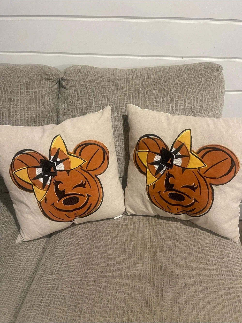 Disney Minnie Halloween Throw Pillows Set of 2 Pumpkin